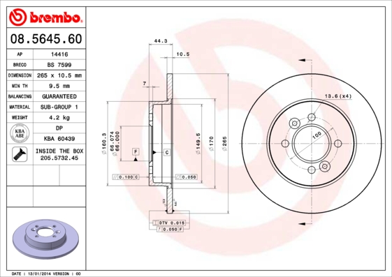 Remschijven Brembo 08.5645.60