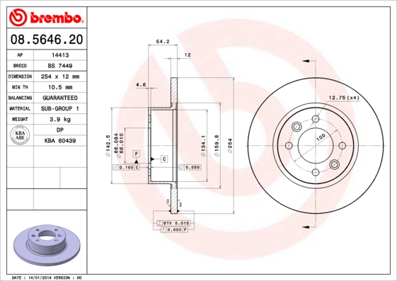 Remschijven Brembo 08.5646.20