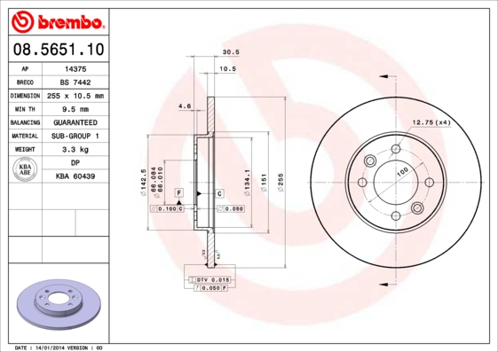 Remschijven Brembo 08.5651.10