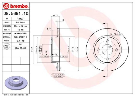 Remschijven Brembo 08.5691.10