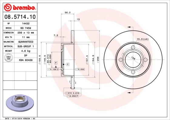 Remschijven Brembo 08.5714.10