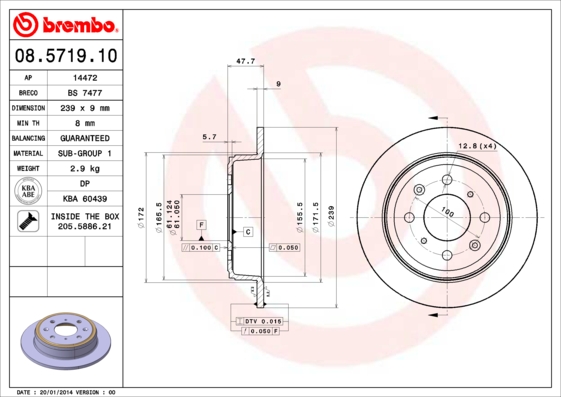 Remschijven Brembo 08.5719.10