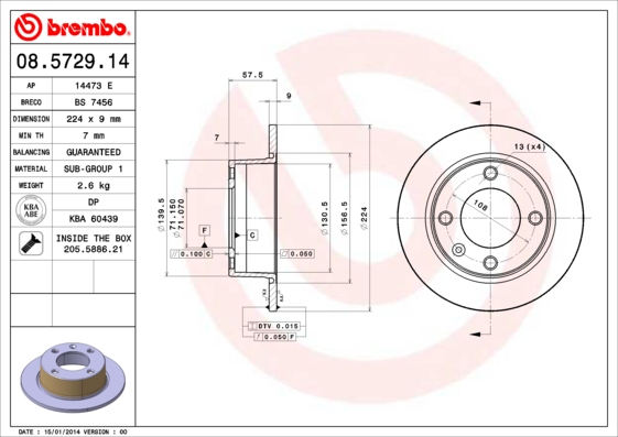 Remschijven Brembo 08.5729.14