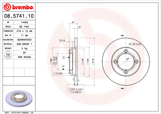 Remschijven Brembo 08.5741.10