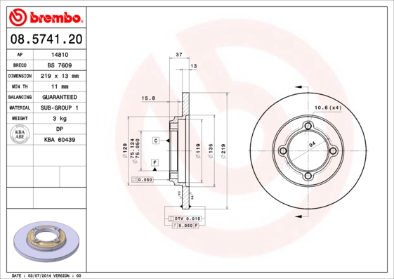 Remschijven Brembo 08.5741.20