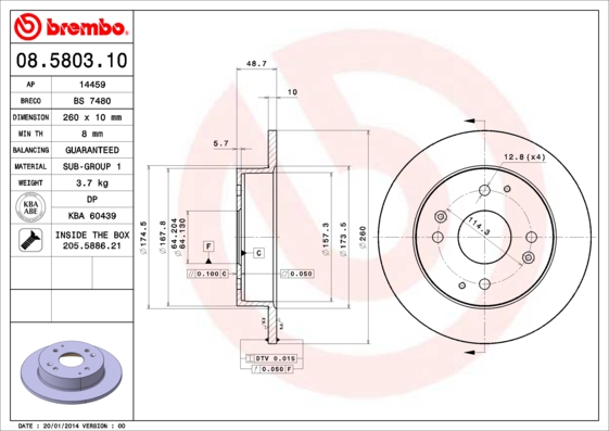 Remschijven Brembo 08.5803.10