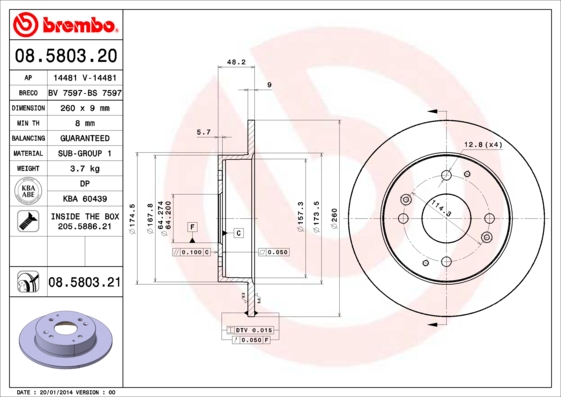 Remschijven Brembo 08.5803.21