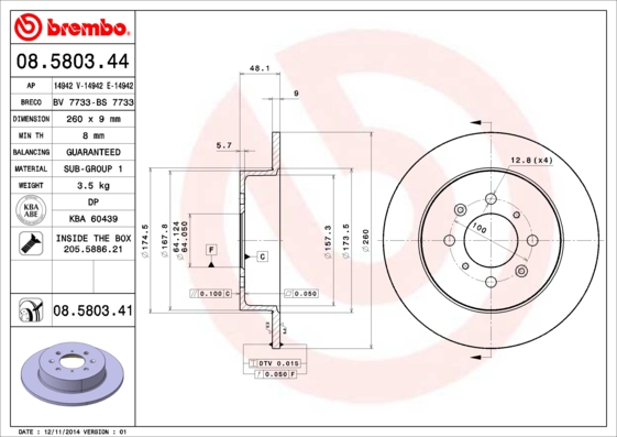 Remschijven Brembo 08.5803.41