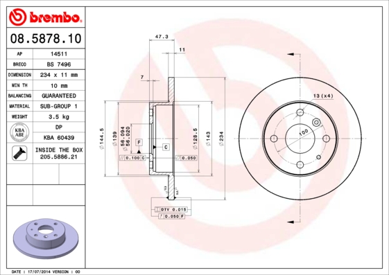 Remschijven Brembo 08.5878.10