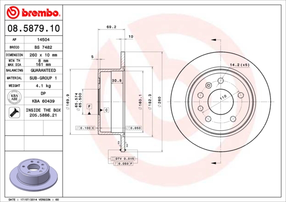 Remschijven Brembo 08.5879.10