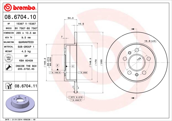 Remschijven Brembo 08.6704.11