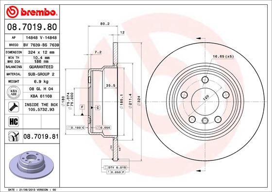 Remschijven Brembo 08.7019.81