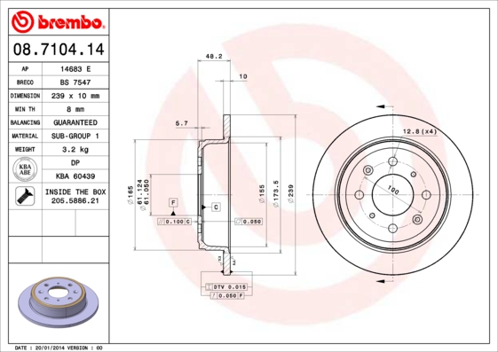 Remschijven Brembo 08.7104.14