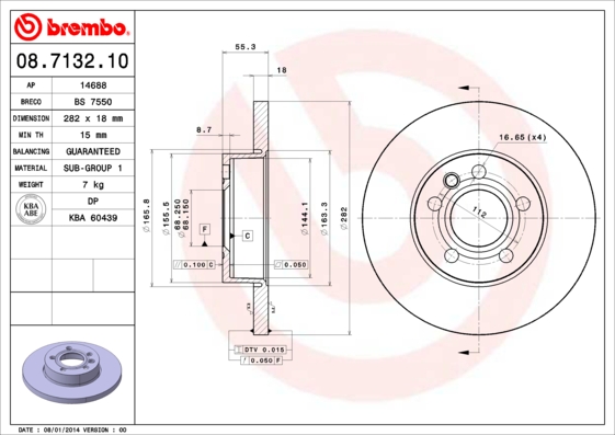 Remschijven Brembo 08.7132.10