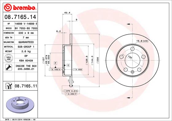 Remschijven Brembo 08.7165.11