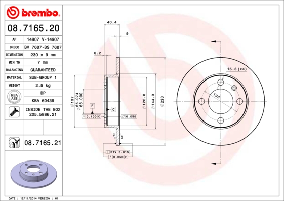 Remschijven Brembo 08.7165.21