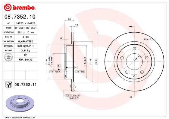 Remschijven Brembo 08.7352.11