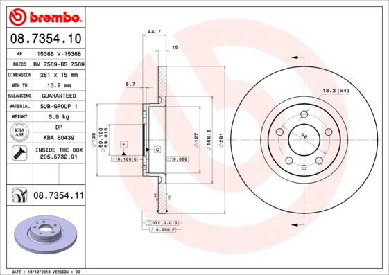 Remschijven Brembo 08.7354.11