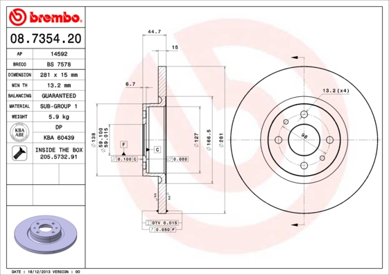 Remschijven Brembo 08.7354.20