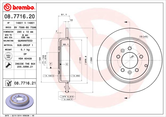 Remschijven Brembo 08.7716.21