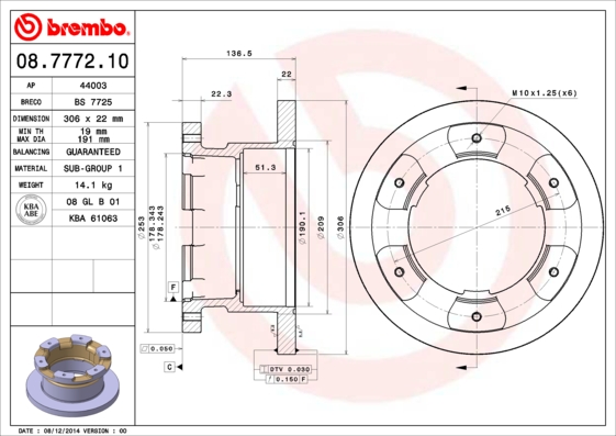 Remschijven Brembo 08.7772.10