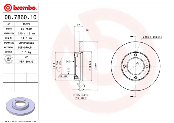 Remschijven Brembo 08.7860.10