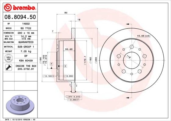 Remschijven Brembo 08.8094.50