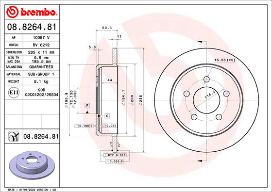 Remschijven Brembo 08.8264.81