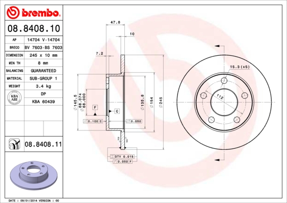 Remschijven Brembo 08.8408.11