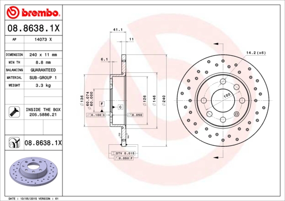 Remschijven Brembo 08.8638.1X