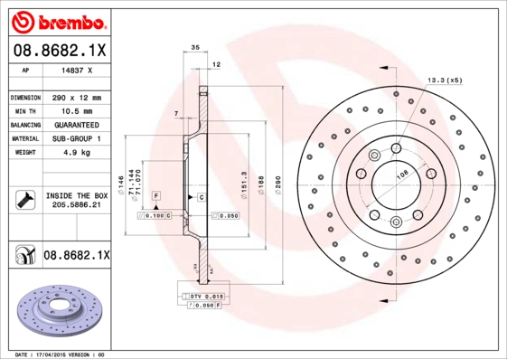 Remschijven Brembo 08.8682.1X