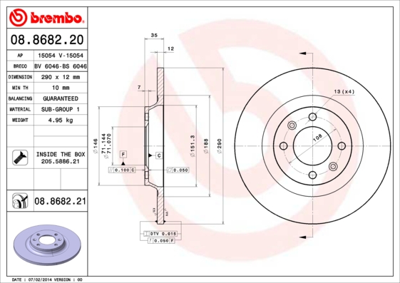 Remschijven Brembo 08.8682.21