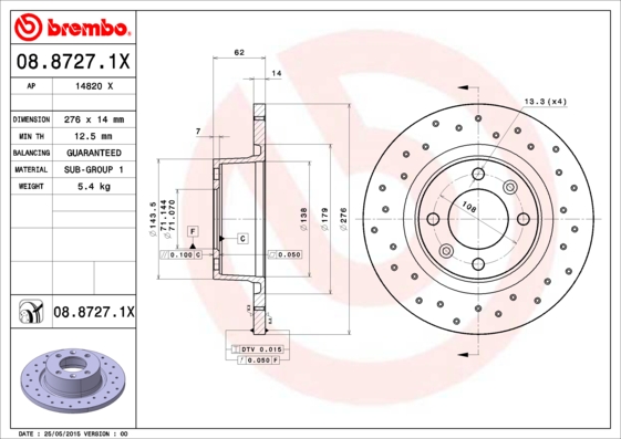 Remschijven Brembo 08.8727.1X