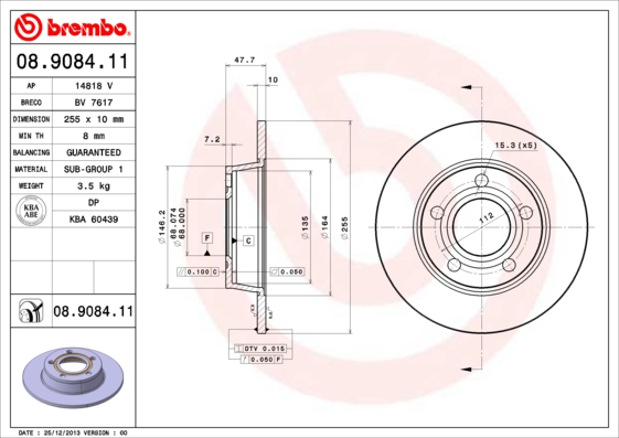 Remschijven Brembo 08.9084.11