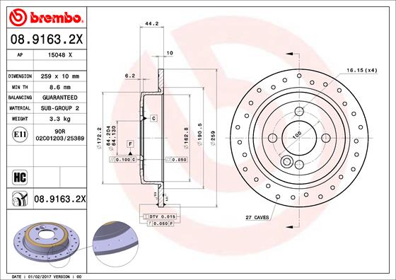 Remschijven Brembo 08.9163.2X