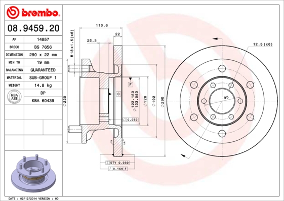 Remschijven Brembo 08.9459.20