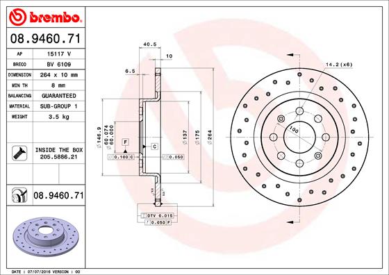 Remschijven Brembo 08.9460.71