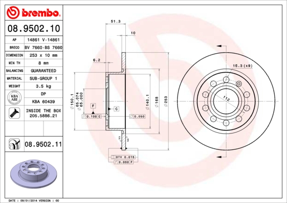 Remschijven Brembo 08.9502.11