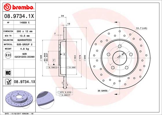 Remschijven Brembo 08.9734.1X