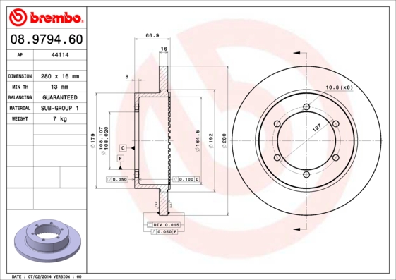 Remschijven Brembo 08.9794.60