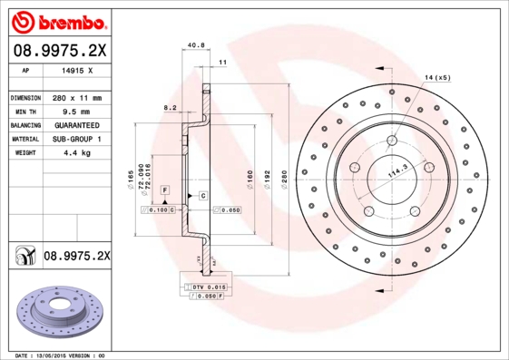 Remschijven Brembo 08.9975.2X