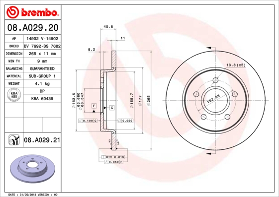 Remschijven Brembo 08.A029.21