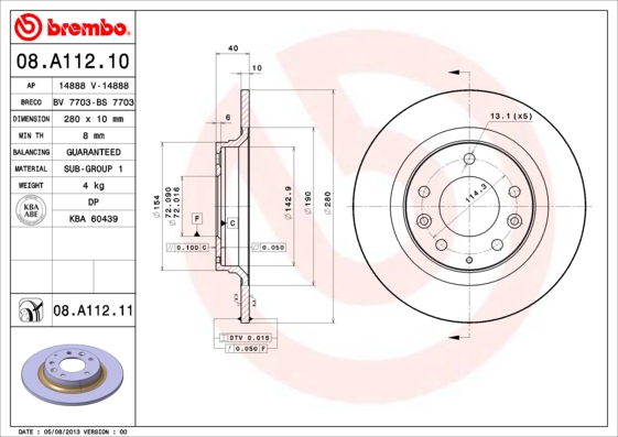 Remschijven Brembo 08.A112.11