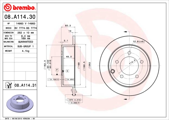 Remschijven Brembo 08.A114.31