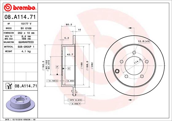 Remschijven Brembo 08.A114.71