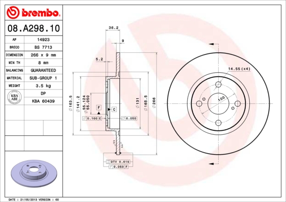 Remschijven Brembo 08.A298.10