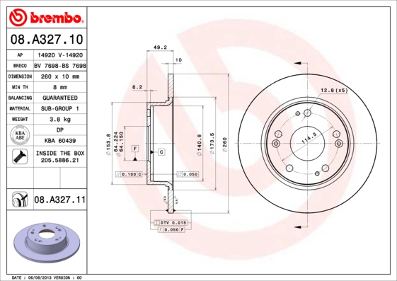 Remschijven Brembo 08.A327.11