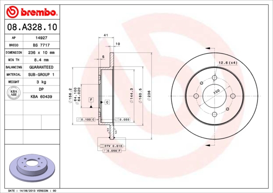 Remschijven Brembo 08.A328.10