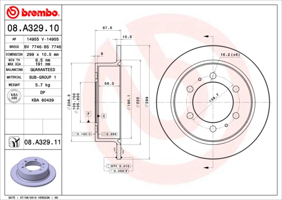 Remschijven Brembo 08.A329.11