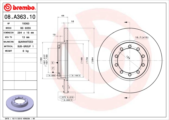 Remschijven Brembo 08.A363.10
